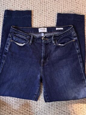 Frame Denim Le High Straight Leg Jeans in Deep Indigo